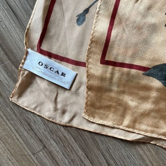 Oscar de la Renta Floral Banner Tie Scarf - Picture 3 of 5